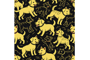 Yellow Lab Dogs Background, an Animal Illustration by Sharon Schwalbe