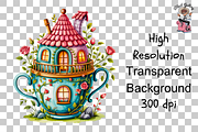 Teapot House PNG Clipart Bundle, a Graphic by Clipart Studio (Thumbnail 9 of 11)