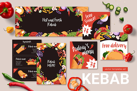 Fast food menu template designs set, a Food Illustration by PaperTrident
