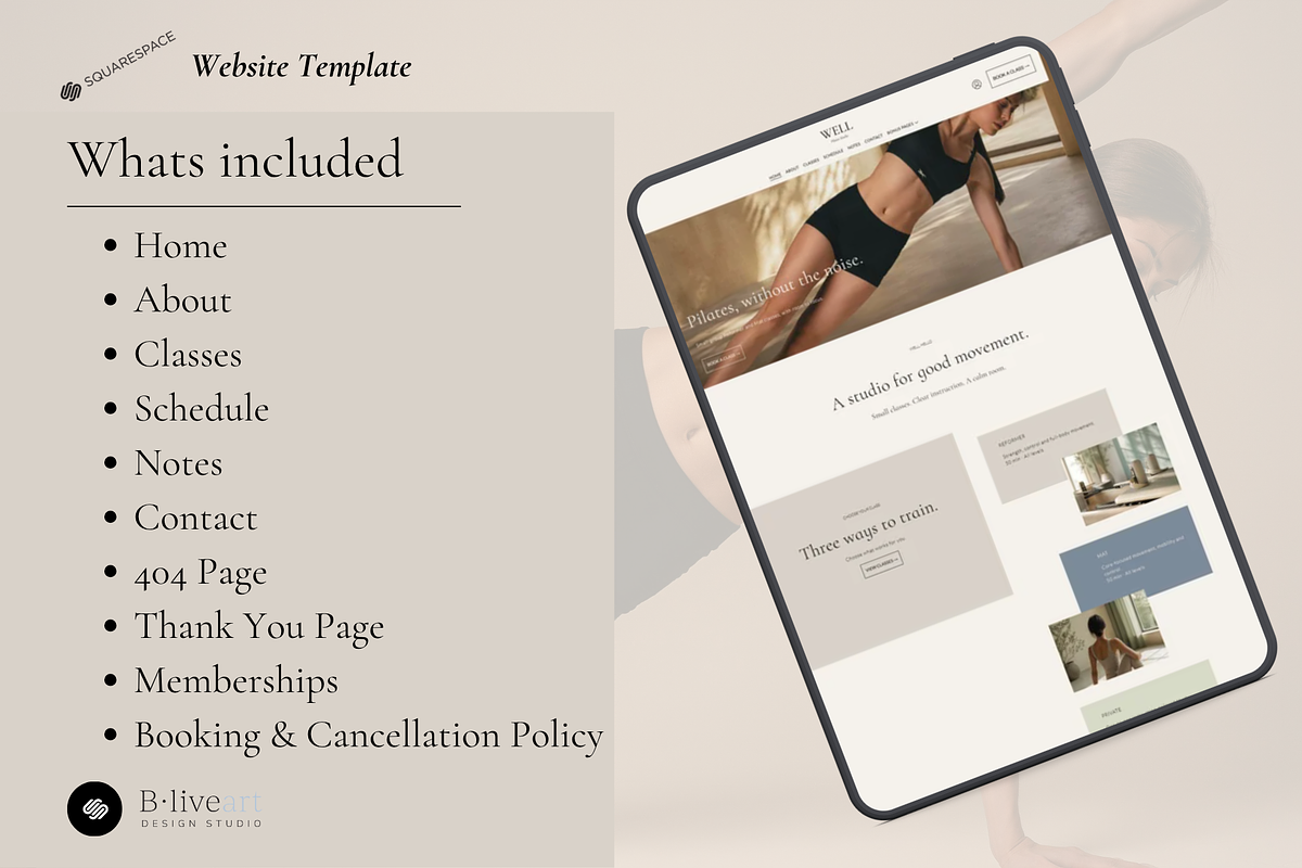 Well Pilates Squarespace Template, a Squarespace Template by Beliveart Studio (Photo 3 of 4)