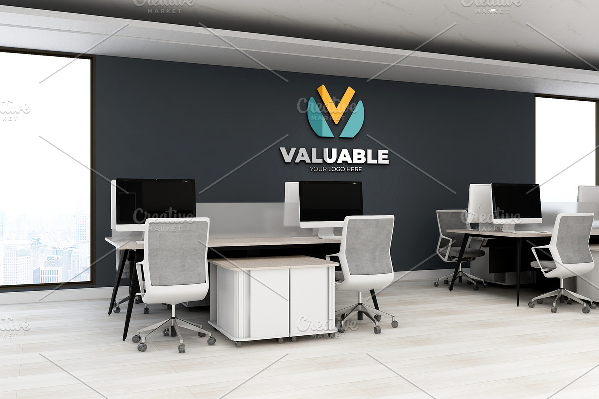 PSD Office Wall Logo Mockup, an Advertising Mockup by Ayy (Photo 20 of 23)