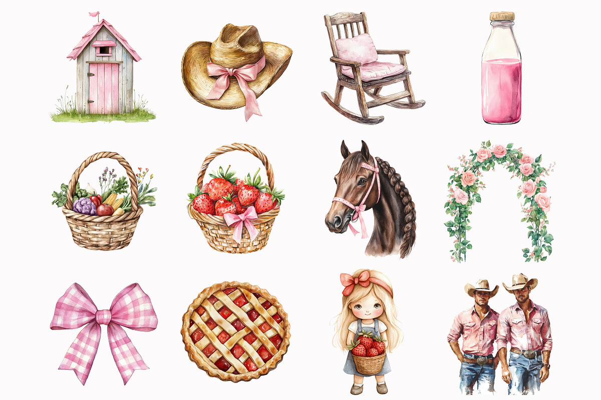 Watercolor Lovely Farm Clipart, an Illustration by Design Market (Photo 4 of 5)