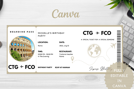 Editable Boarding Pass Template