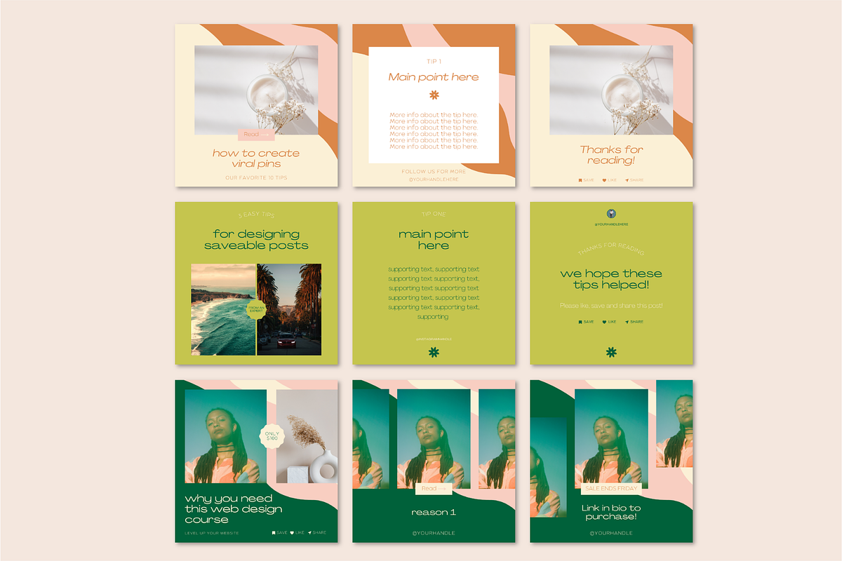 60 Retro Instagram Post Templates, a Social Media Template by Lucky Bee Creative Studio (Photo 3 of 12)