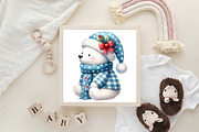 Christmas Polar Bear Blue Gingham, an Illustration by Designking (Thumbnail 4 of 4)