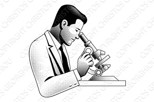 Black and White Retro Scientist, an Illustration by Christos Georghiou