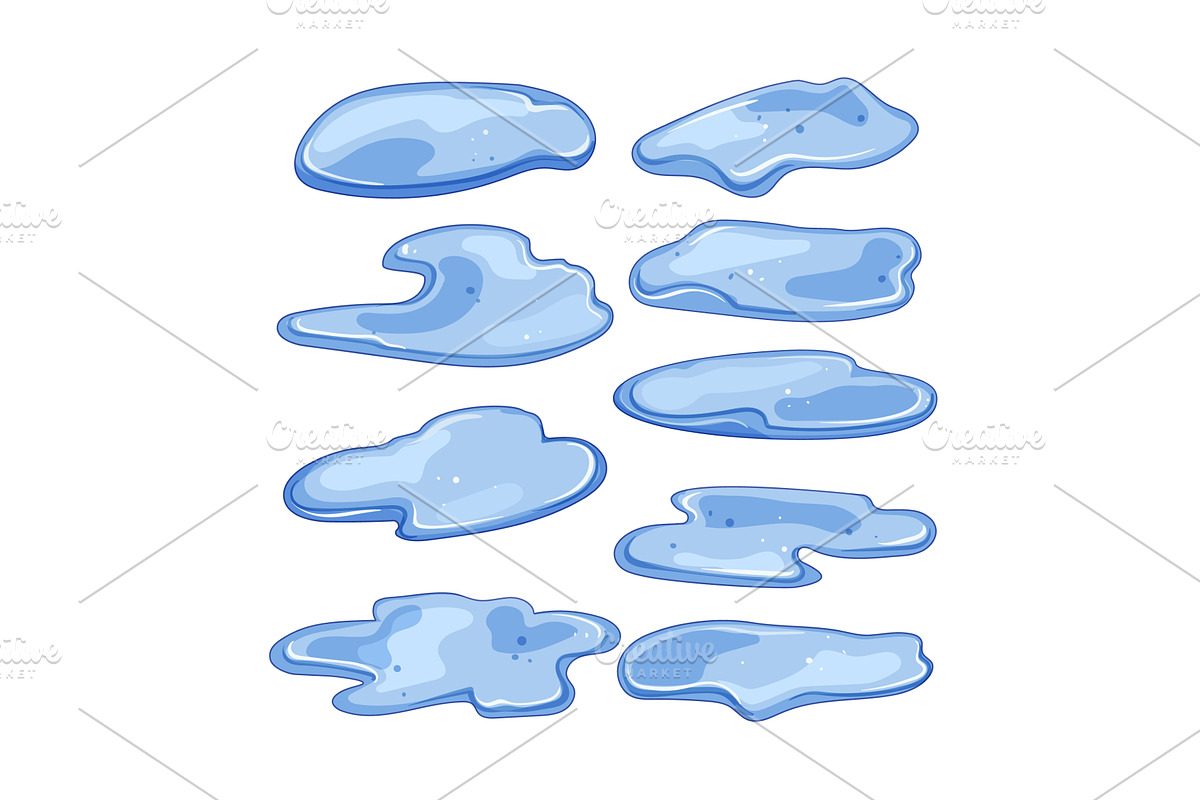 puddle set cartoon vector, an Object Illustration by pikepicture