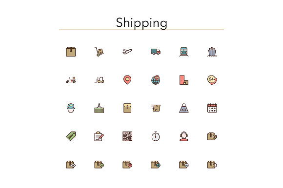 Shipping Colored Line Icons