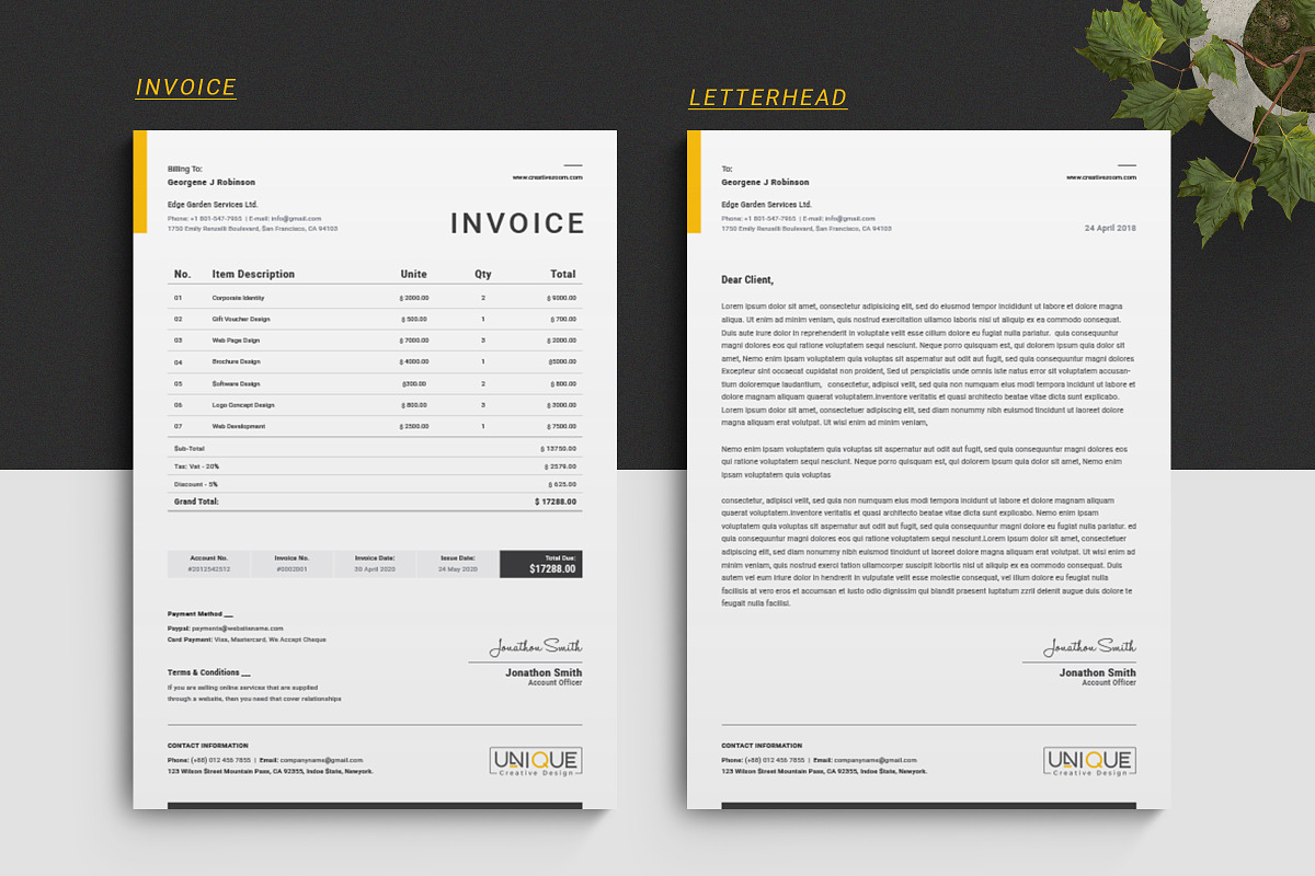 Invoice + Letterhead, a Stationery Template by CreativeZoom (Photo 2 of 4)