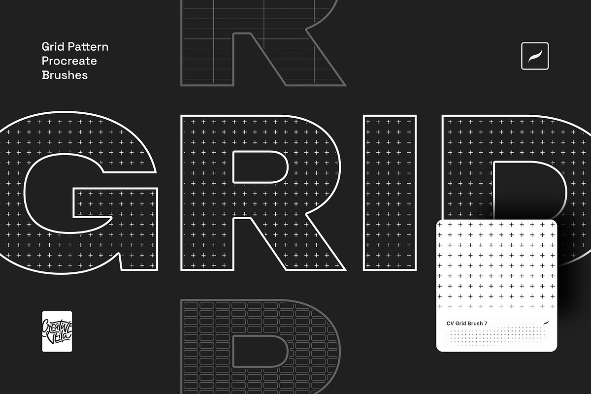 Grid Pattern Procreate Brushes, a Brush Add-On by Creative Veila (Photo 4 of 9)