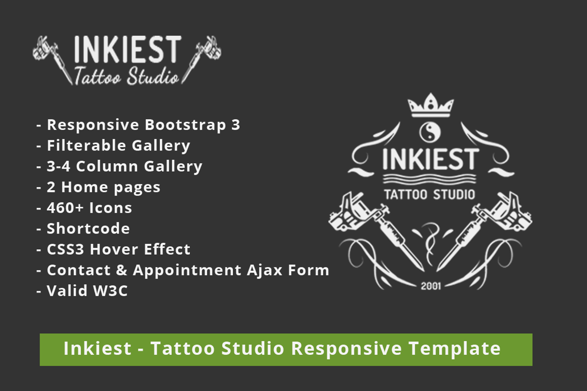 Inkiest - Tattoo Studio Template, a Websites & App Template by TheGenius