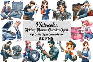 matching Mechanic Characters Clipart, an Illustration by Daily.Designs