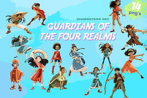 GUARDIANS OF THE FOUR REALMS PNG SET, a Person Illustration by XiXong STUDIO