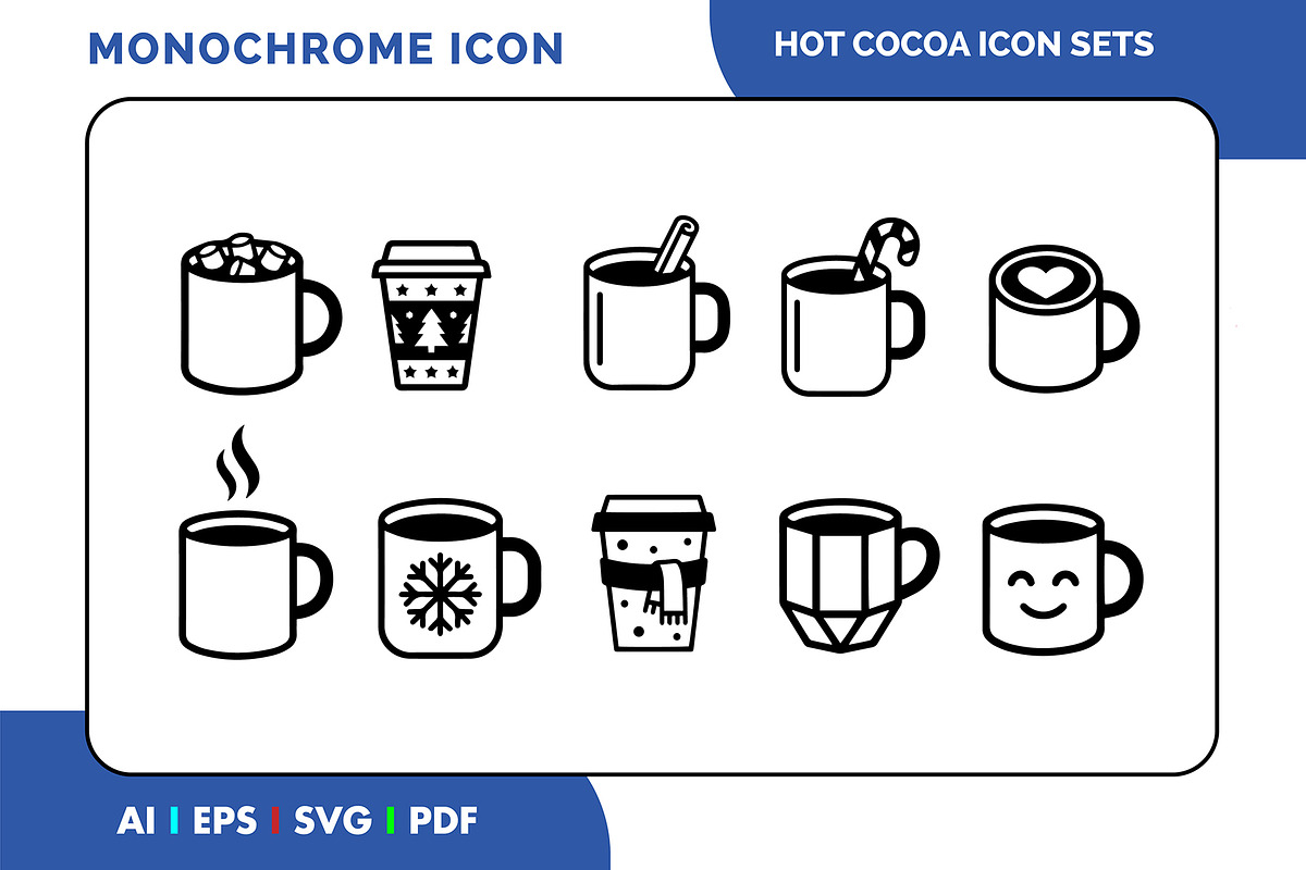 Hot Cocoa Outline Icon Set, an Outline Icon by Fontmine Studio (Photo 1 of 3)
