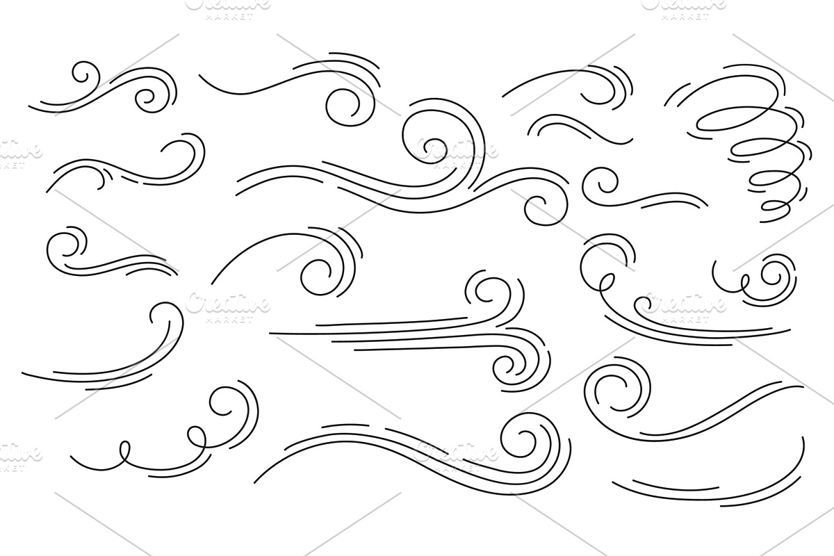Doodle air wind motions, an Object Illustration by Vector Tradition