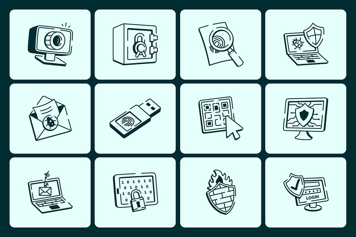 Cyber Security Doodle Icon Set, an Outline Icon by Vectors Market (Photo 6 of 7)