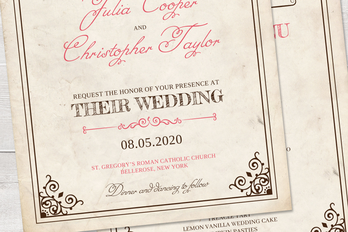 Old Style Wedding Invitation Set, an Invitation Template by Blush Roses ...