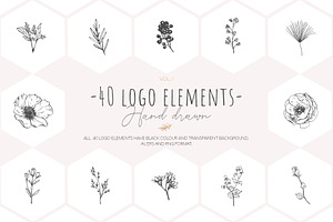 Hand Drawn Floral Logo Elements