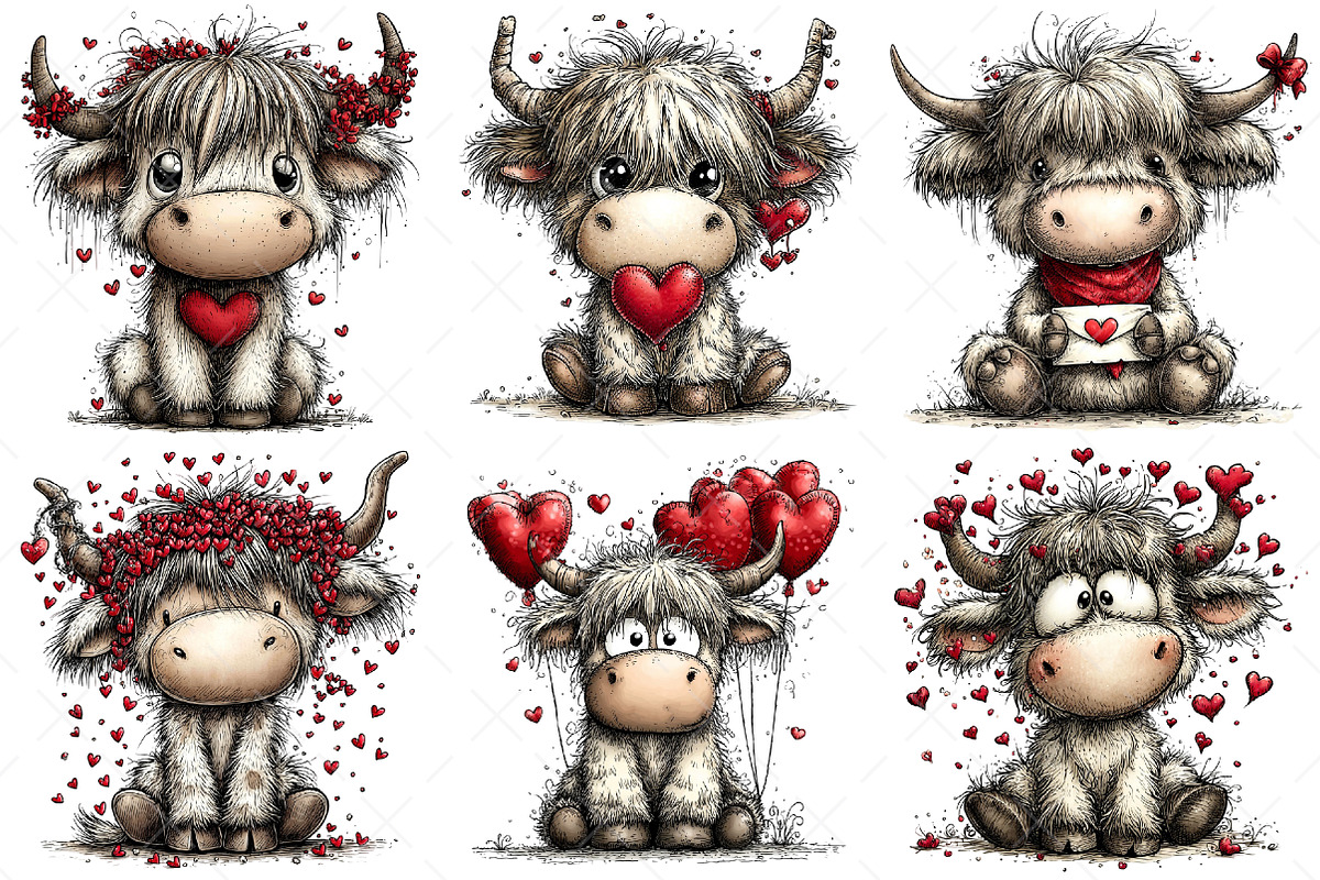Highland Cow Valentine Clipart Png, an Illustration by Craft Nest (Photo 9 of 11)