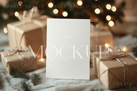 Christmas Greeting Cards Mockup, a Product Mockup by TatiMockup