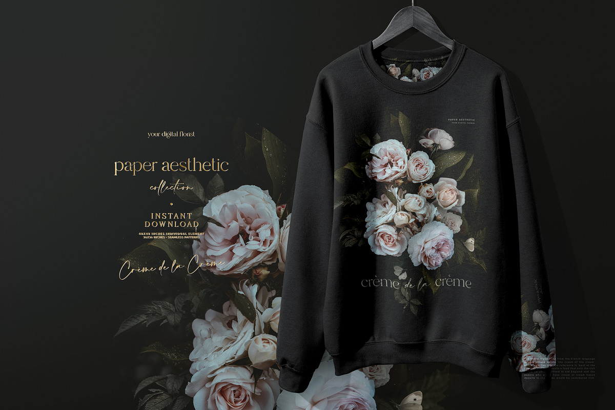 Pastel Dark Roses Wallpaper, a Pattern Graphic by paper aesthetic (Photo 9 of 10)