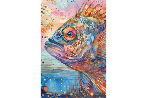 Abstract Multicolor Watercolor Fish, an Animal Illustration by Art Paradise Studios