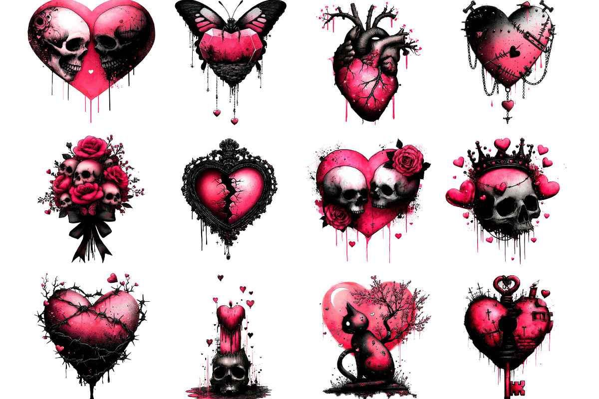 Gothic Valentines Day Sublimation, an Illustration by Designking (Photo 2 of 5)
