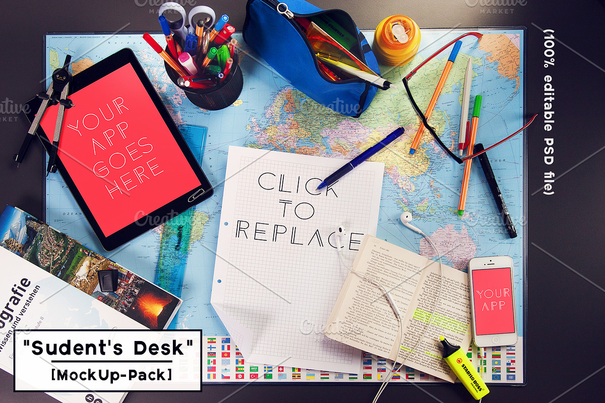 student's desk [MockUp Pack], a Presentation Template by The Drone Shop (Photo 1 of 5)