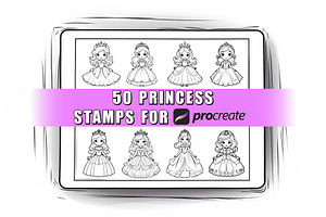 50 Princess Procreate Stamps Brushes