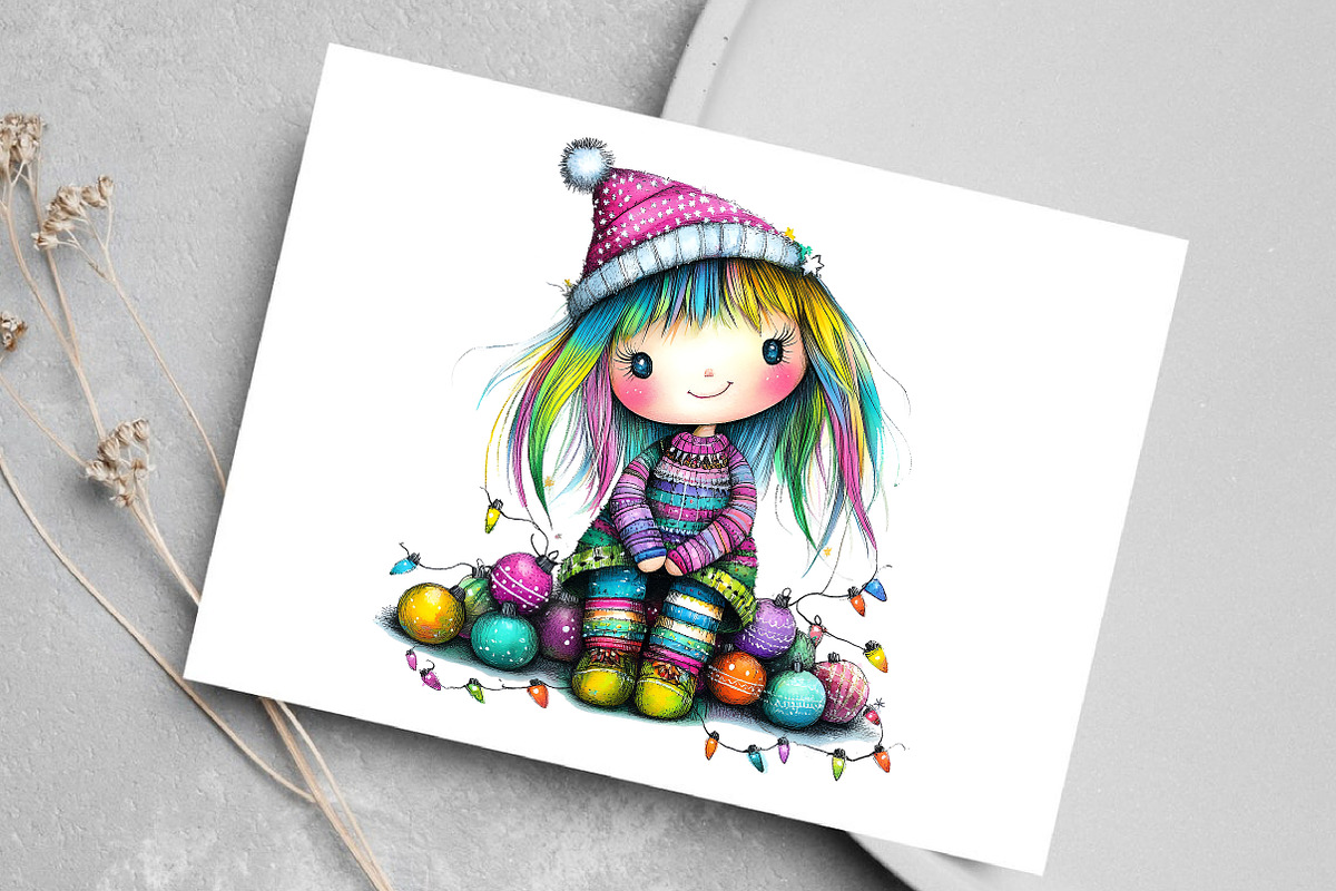 Whimsical Christmas Cute Girl, an Illustration by Canvas Craft (Photo 5 of 7)