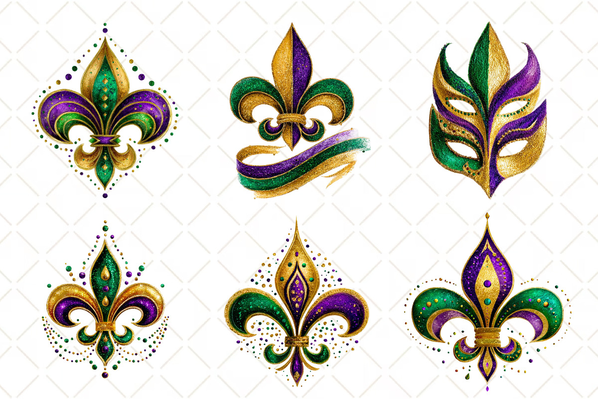 Fleur De Lis For Mardi Gras Clipart, an Illustration by Black Bird Studio (Photo 5 of 6)