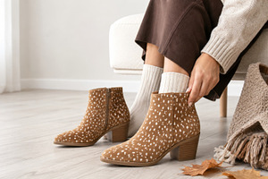 Cozy autumn scene featuring woman we, a Photo by Dvoevnore photos