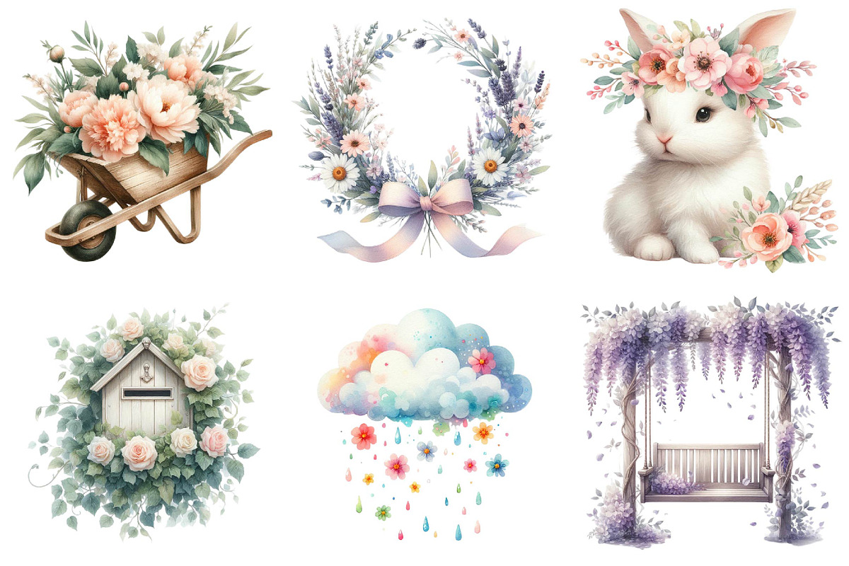 Watercolor Spring Clipart, an Illustration by DreamPrint404 (Photo 4 of 7)