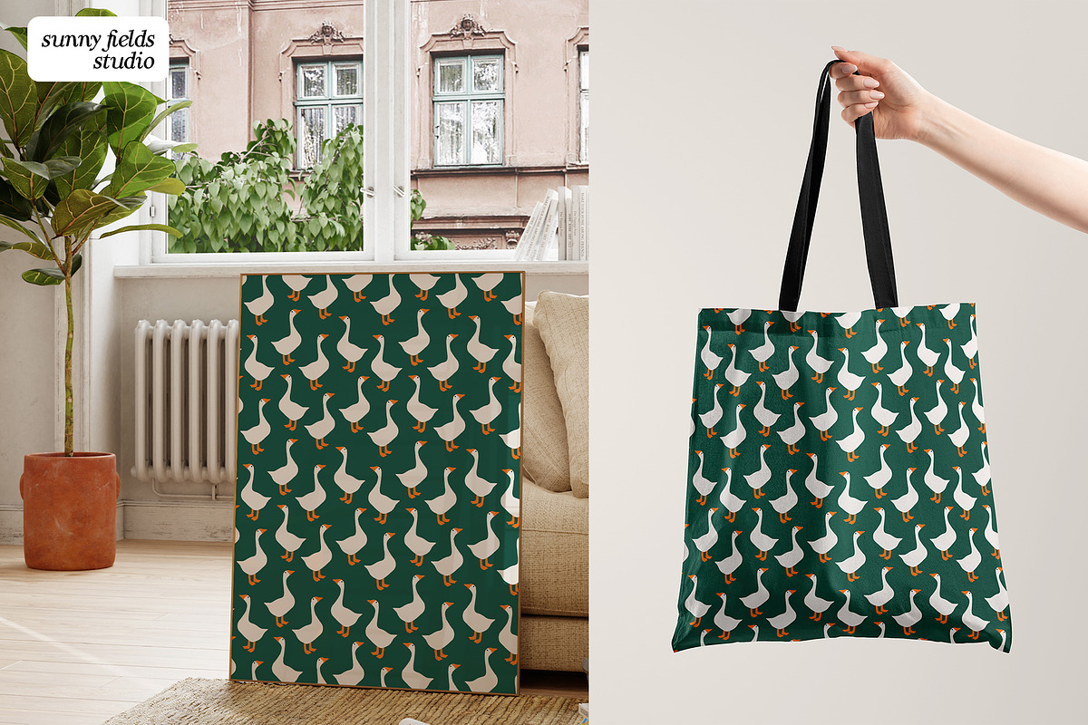 Geese Vector Seamless Pattern, a Pattern Graphic by Sunny Fields Studio (Photo 4 of 10)