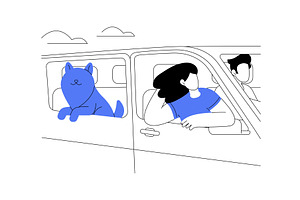 Riding with a dog isolated cartoon, a Person Illustration by Visual Generation