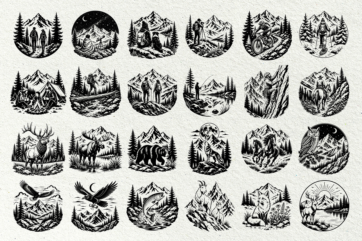 Mountain Scenes SVG Graphics, a Decorative Illustration by DENIDigitalArtSudio (Photo 2 of 8)