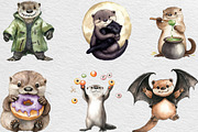 Halloween Cute Otter Clipart, an Illustration by Black Bird Studio (Thumbnail 6 of 6)