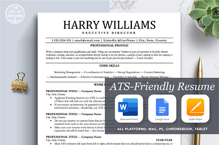 ATS Friendly Resume Design Bundle, a Resume Template by The Art of Resume