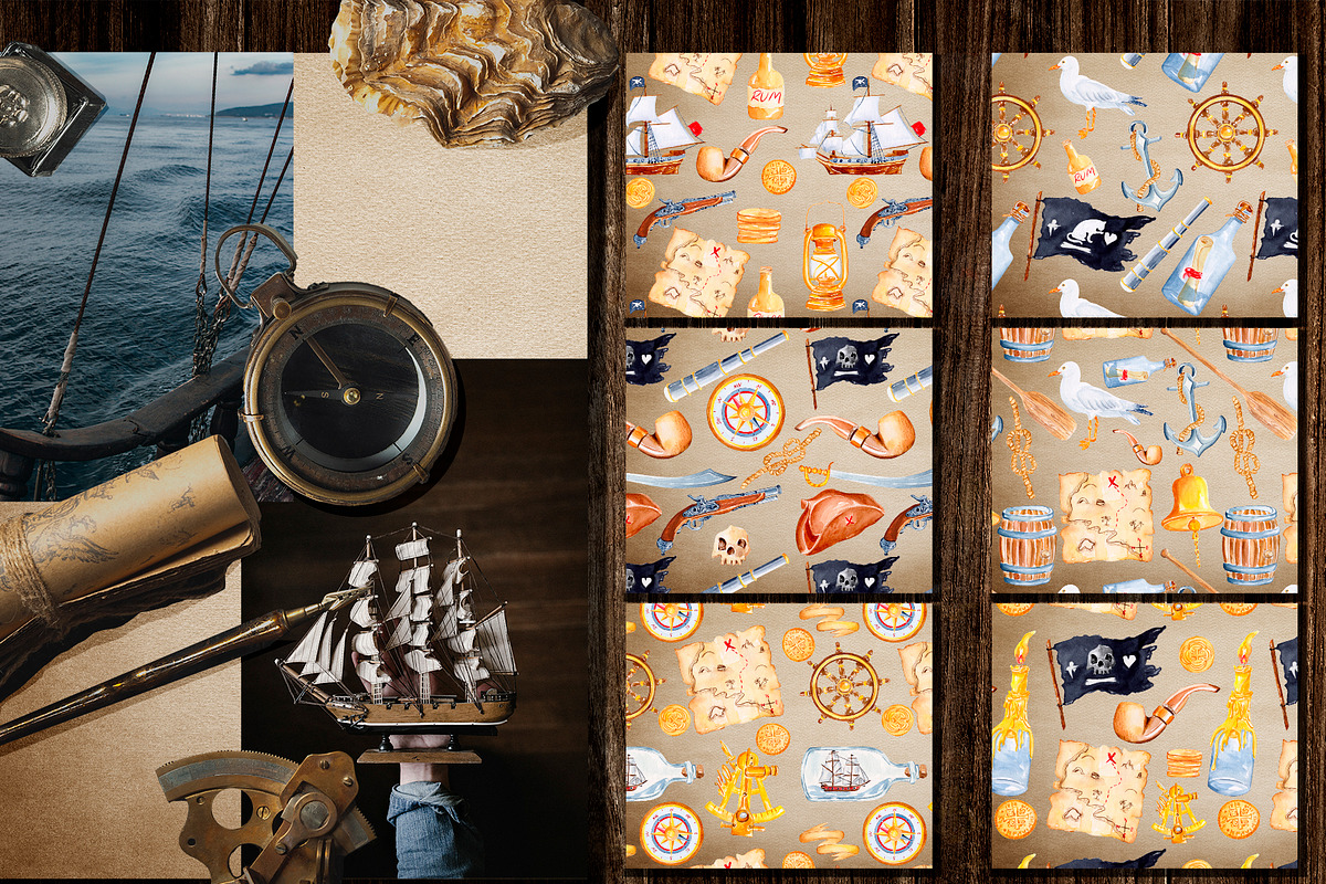 Pirate Watercolor Clipart Bundle PNG, a Decorative Illustration by Olexandra Mur (Photo 3 of 3)
