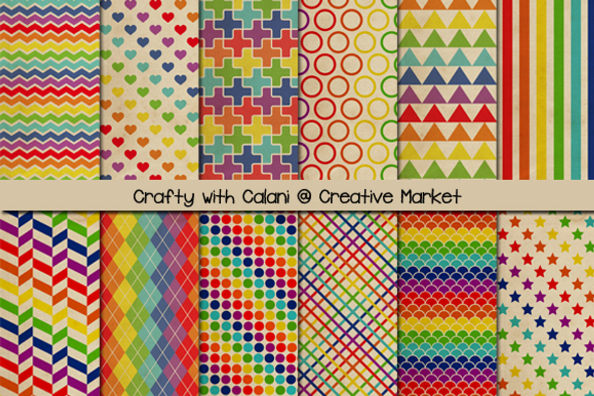 Vintage Rainbow Digital Paper