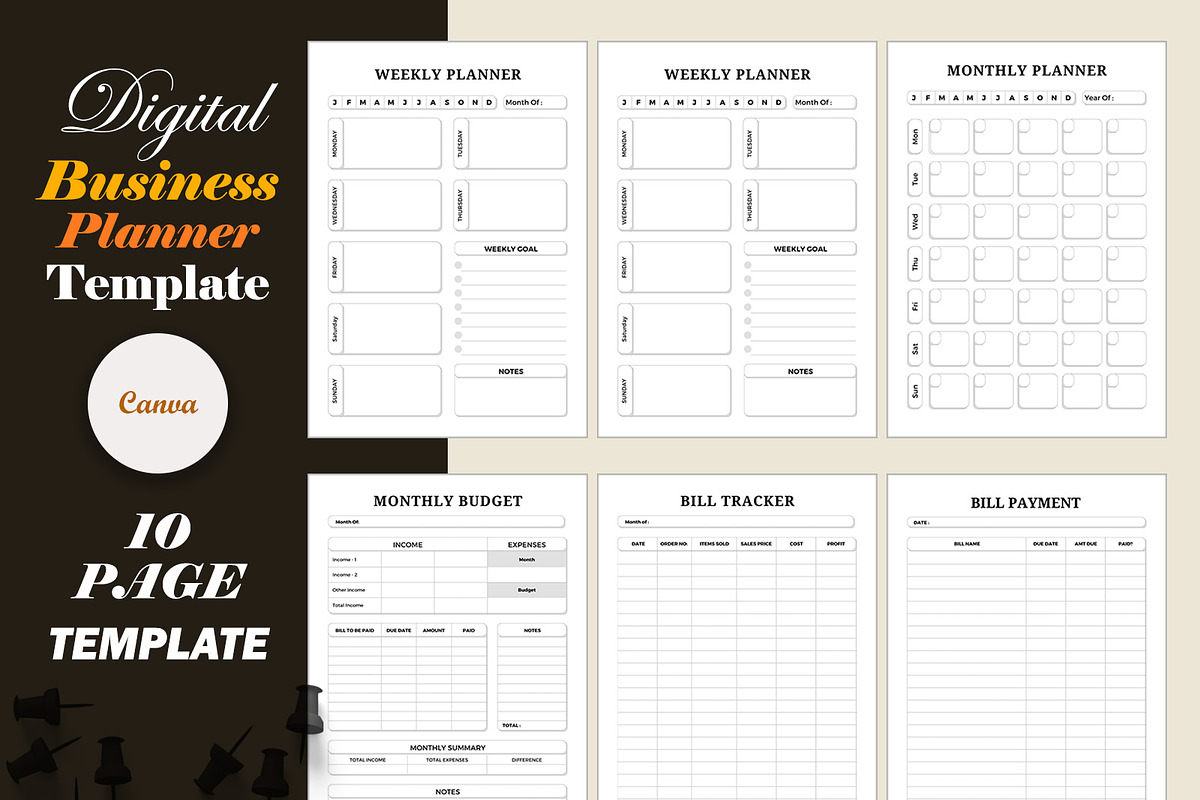 Digital Business Planner Template, a Stationery Template by DesignByStore (Photo 1 of 5)