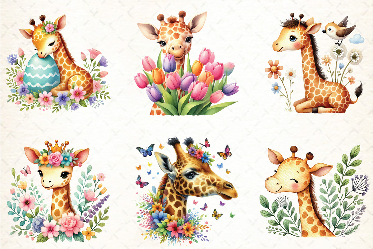 Giraffe Clipart, Spring Clipart Bund, an Illustration by DreamCafeArt (Photo 3 of 3)