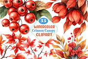 Watercolor Crimson Canopy Clipart, an Illustration by DreamCafeArt (Thumbnail 1 of 7)