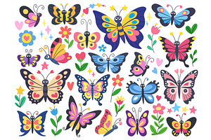 Childrens Butterflies And Flowers