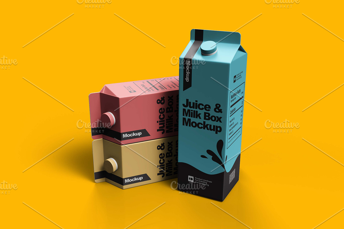 Juice & Milk Box Mockup, a Packaging Mockup by Aprndy85 (Photo 2 of 3)