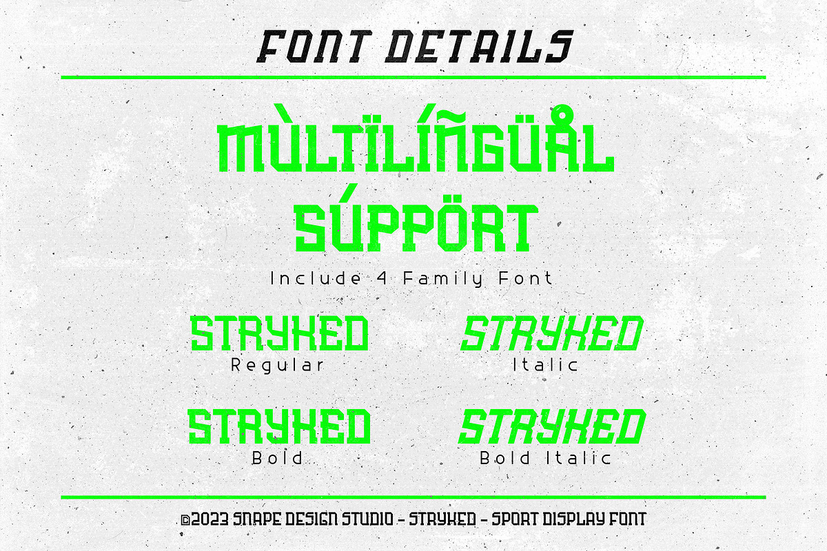 Stryked - Sport Font, a Sans Serif Font by Snape Design Studio (Photo 3 of 5)