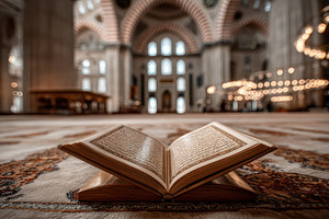 Quran in a Mosque Peaceful Atmospher, a Photo by Pixeness Studio