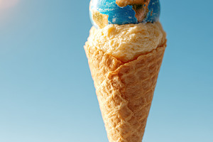 Ice cream cone with a globe scoop, a Food & Drink Photo by AlyaAnd