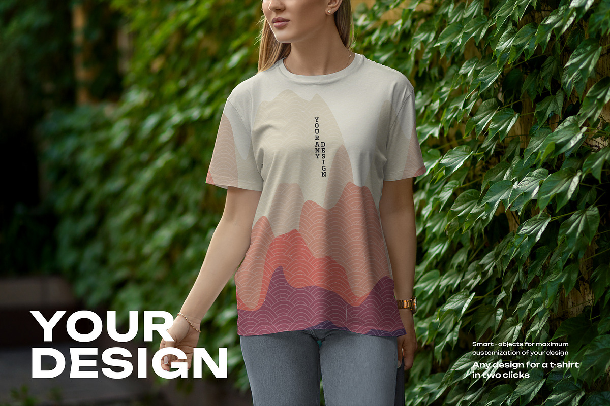 7 Mockups T-Shirt on a Girl Walking, a Shirt Mockup by Grow Design Craft Studio (Photo 4 of 8)