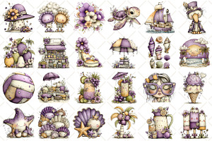 Whimsical Summer Clipart, an Illustration by Black Bird Studio